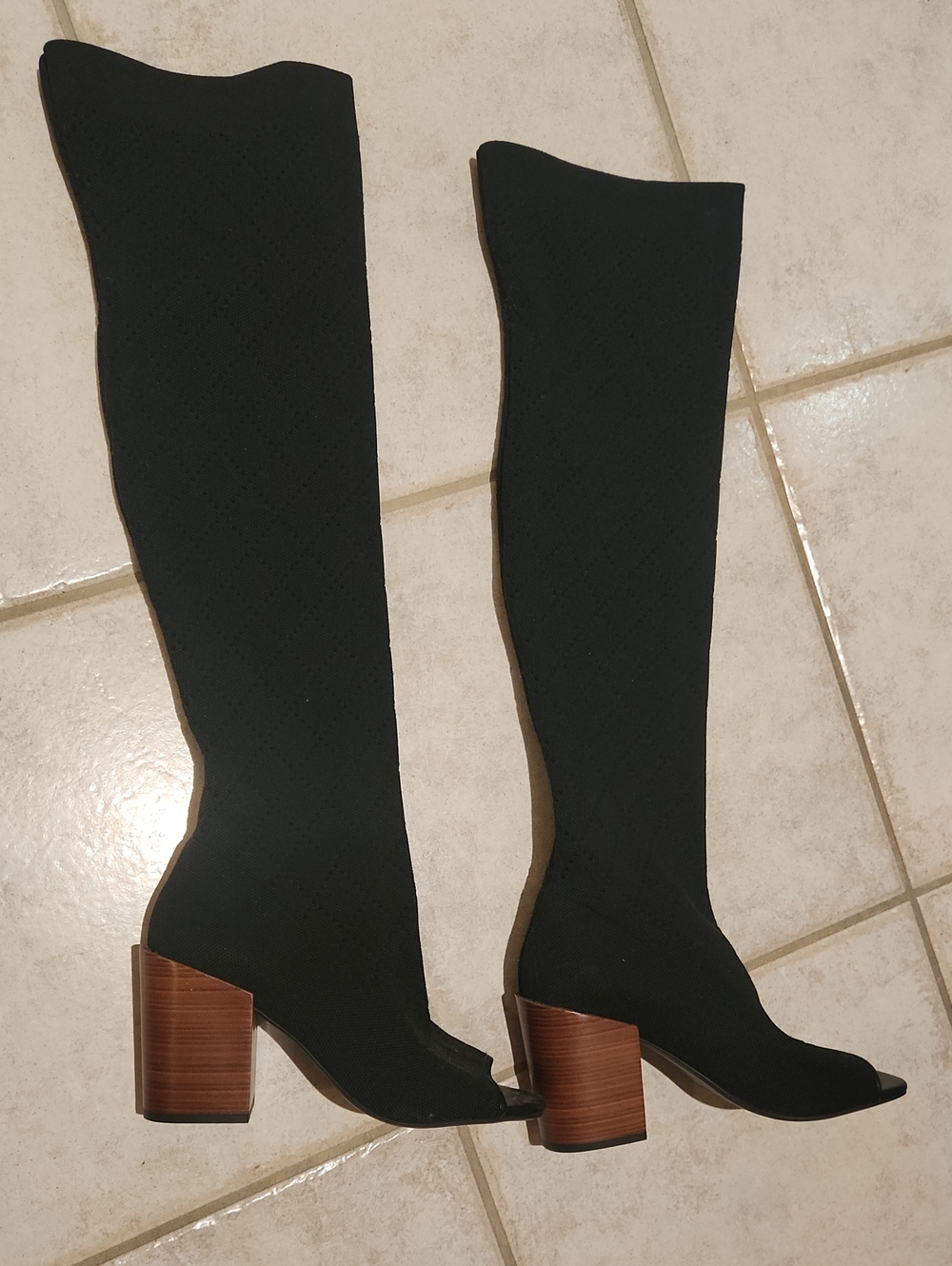 KDB Socks Boots Size 6 1/2 Black With Woodn Style Heal Accent